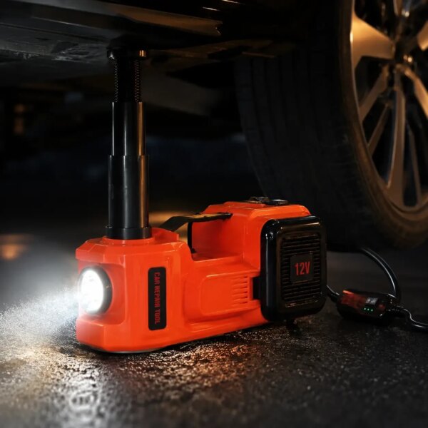 Набор 3в1 электродомкрат, компрессор и фонарь, 180W, 12V, 3.5т, ZSY01-X, Оранжевый / Электрический домкрат для авто