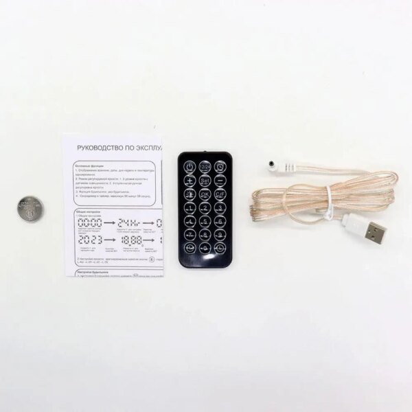Настольные часы будильник SM 601, от USB, Белый с зеленым + пульт / Электронные часы с термометром
