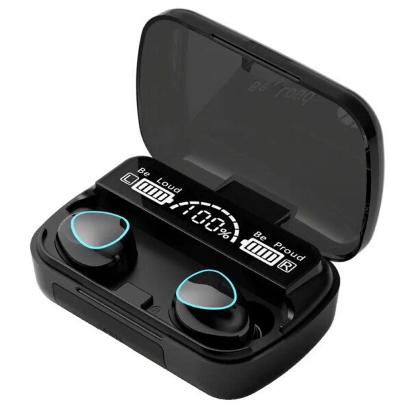 Беспроводные Bluetooth наушники с дисплеем и микрофоном TWS M10, Черный / Блютуз наушники с функцией PowerBank