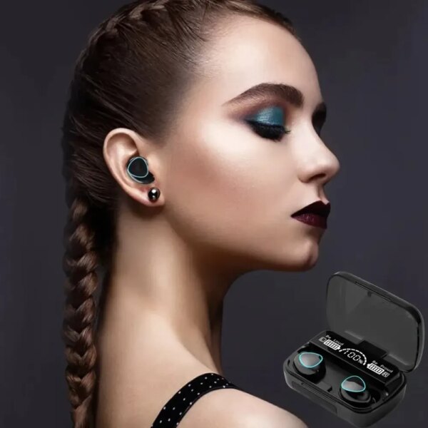 Беспроводные Bluetooth наушники с дисплеем и микрофоном TWS M10, Черный / Блютуз наушники с функцией PowerBank