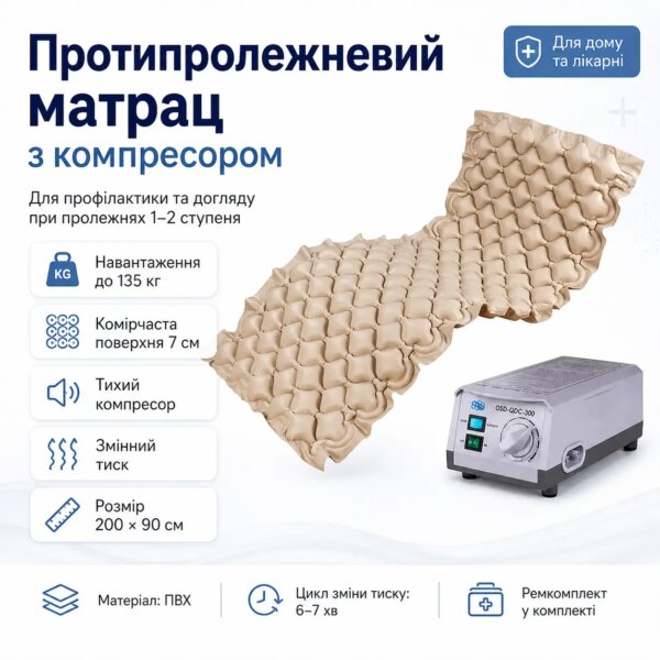 УЦЕНКА! Матрас противопролежневый с компрессором надувной ячеистый OSD-QDC-300 (Плохая упаковка 3278)