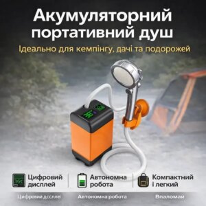 УЦЕНКА! Портативный душ 3.7 В с дисплеем температуры, фильтром и регулировкой напора (Плохая упаковка 3281)