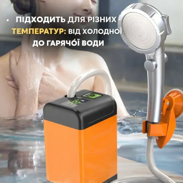 УЦЕНКА! Портативный душ 3.7 В с дисплеем температуры, фильтром и регулировкой напора (Плохая упаковка 3281)