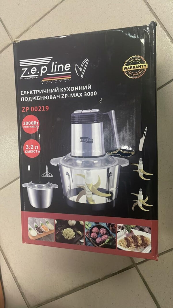 УЦЕНКА! Измельчитель кухонный Zepline ZP‑00219, 3000 Вт, 2 чаши 3.2 л (Плохая упаковка 3289)