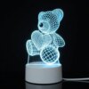 УЦЕНКА! 3D ночник Мишка с сердцем + пульт, от USB / Акриловый светильник / Лампа-ночник (Плохая упаковка 3280)