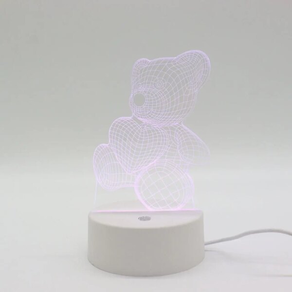 УЦЕНКА! 3D ночник Мишка с сердцем + пульт, от USB / Акриловый светильник / Лампа-ночник (Плохая упаковка 3280)