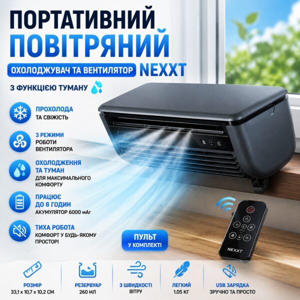 Портативный кондиционер и вентилятор с функцией распыления пара