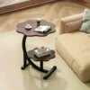 Журнальный столик 64230 коричневый с черным низом Кофейный прикроватный столик 40×40×60 см для гостиной и спальни