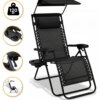 Садовое Кресло Шезлонг, до 120 кг, Складной Шезлонг для Дачи Zero Gravity XXL (с подстакаником), черный