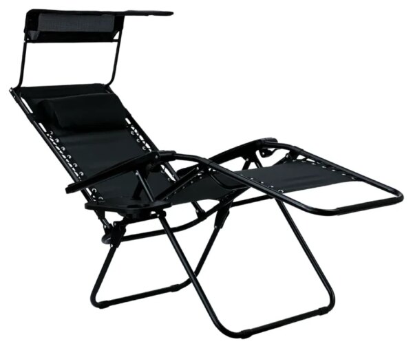 Садовое Кресло Шезлонг, до 120 кг, Складной Шезлонг для Дачи Zero Gravity XXL (с подстакаником), черный