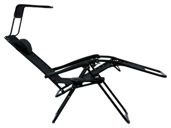Садовое Кресло Шезлонг, до 120 кг, Складной Шезлонг для Дачи Zero Gravity XXL (с подстакаником), черный