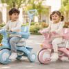 Розовый Трехколесный велосипед Baby Carriage 588 / Велосипед с родительской ручкой и корзиной / Велосипед-коляска