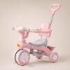 Розовый Трехколесный велосипед Baby Carriage 588 / Велосипед с родительской ручкой и корзиной / Велосипед-коляска