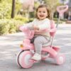 Розовый Трехколесный велосипед Baby Carriage 588 / Велосипед с родительской ручкой и корзиной / Велосипед-коляска