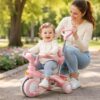 Розовый Трехколесный велосипед Baby Carriage 588 / Велосипед с родительской ручкой и корзиной / Велосипед-коляска