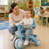 Голубой Трехколесный велосипед Baby Carriage 588 / Велосипед с родительской ручкой и корзиной / Велосипед-коляска