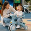 Голубой Трехколесный велосипед Baby Carriage 588 / Велосипед с родительской ручкой и корзиной / Велосипед-коляска