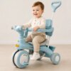 Голубой Трехколесный велосипед Baby Carriage 588 / Велосипед с родительской ручкой и корзиной / Велосипед-коляска