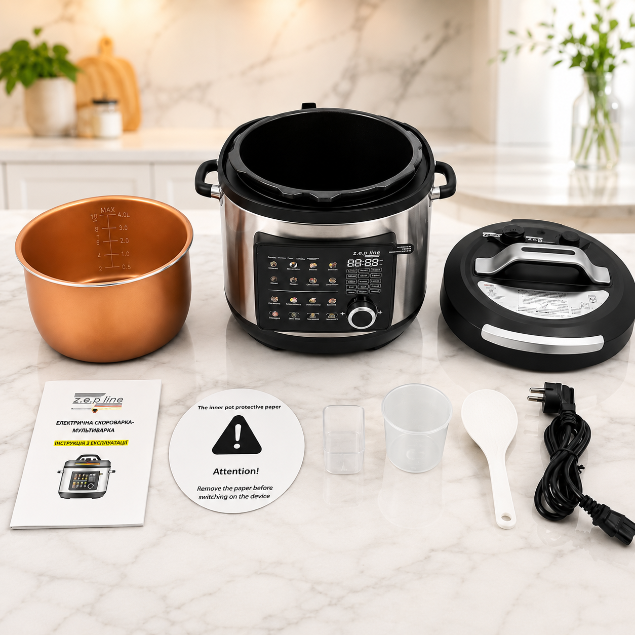 Скороварка-мультиварка Zepline ZP-00370 на 7 л, 24 програми, 2200 Вт