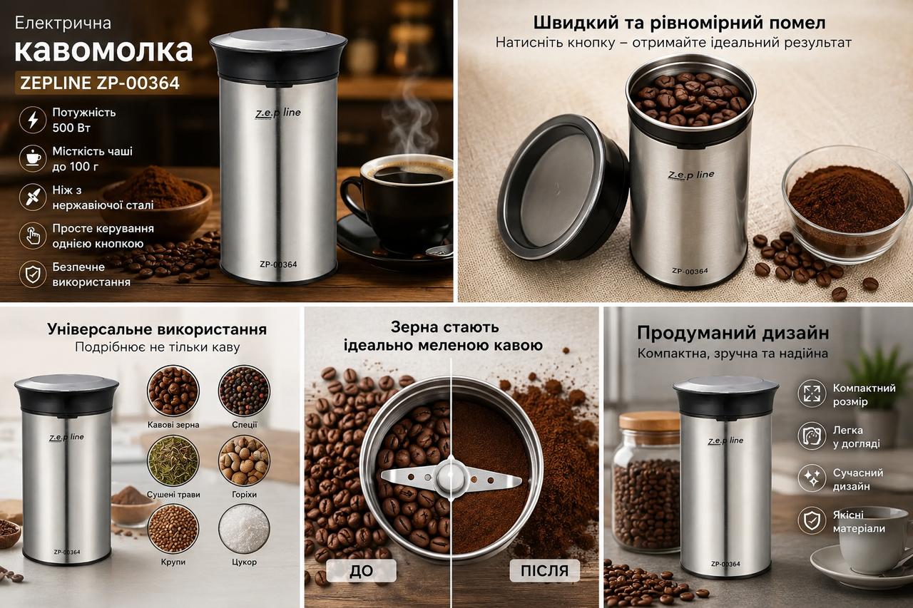 Електрична кавомолка Zepline ZP-00364 500 Вт