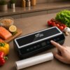 Вакууматор 35 см с рулоном пакетов, LED, 200Вт, ZP-00374, Черный / Вакуумный упаковщик с резаком для сухих и влажных продуктов
