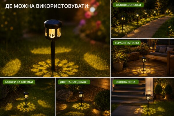 Садовый светильник SSP-05 солнечная панель, аккумулятор