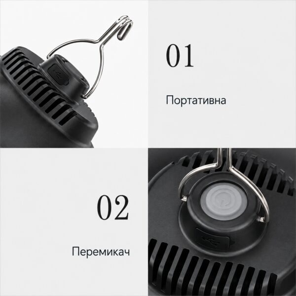 Аккумуляторная кемпинговая лампа Lamp  SSP-09 18×8 см, 200Lm, с USB-зарядкой и подвесным крючком