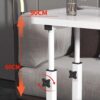 Компьютерный столик на колесиках / Прикроватный стол с регулируемой высотой 60x40см / Приставной столик с 1 полкой Черный