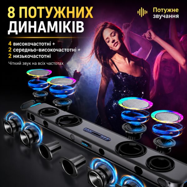 Саундбар Newsmy G68 160 Вт для телевизора с Bluetooth, HDMI, Dolby Digital, сабвуфером и поддержкой микрофона