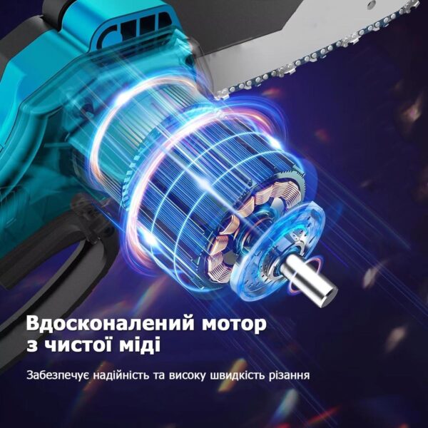 Аккумуляторная мини пила с 2 аккумулятора 24В 5Ah шина 150 мм зеленый