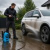 Мини мойка высокого давления 2000 Вт с держателем шланга портативная автомойка для автомобиля и дома с давлением до 135 бар