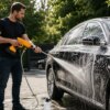 Ручная аккумуляторная мойка высокого давления на 24V Желтая Беспроводная автомобильная ручная мойка