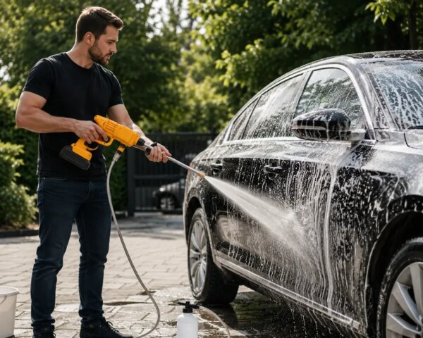 Ручная аккумуляторная мойка высокого давления на 24V Желтая Беспроводная автомобильная ручная мойка