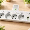 Сетевой адаптер 8625UL с ночником, 4 розетки + USB + Type-C (17559/MG) Белый