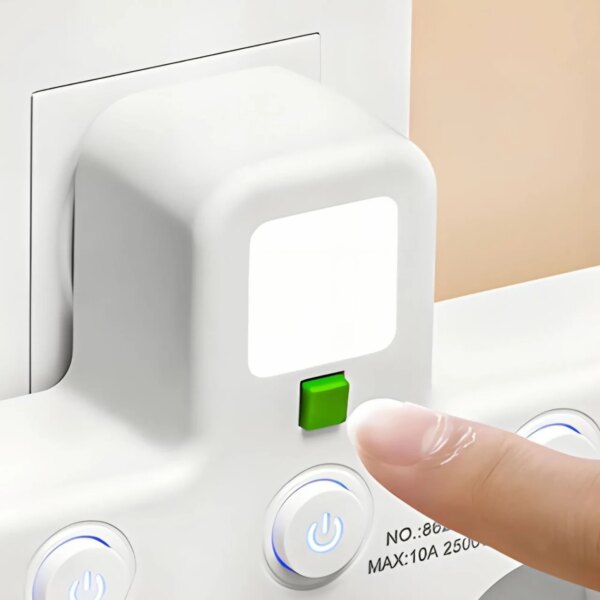 Сетевой адаптер 8625UL с ночником, 4 розетки + USB + Type-C (17559/MG) Белый