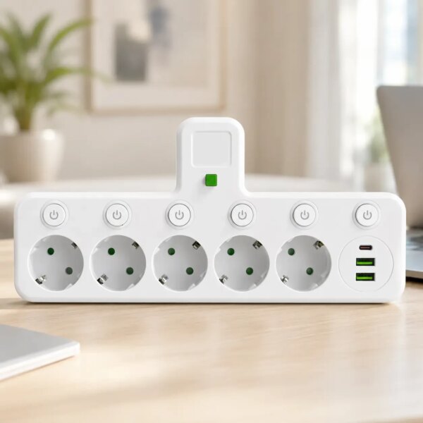 Сетевой фильтр 5 розеток + USB/адаптер на 5 розеток + USB с индивидуальными кнопками и LED-подсветкой