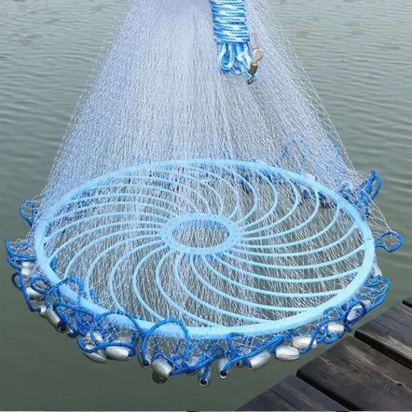 Рыболовная сеть для ловли рыбы FISH NET 0240 2,5 м кольцо 45 см удобная и компактная модель