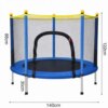 Детский батут Fitonix 140 см с защитной сеткой и 6 опорными ножками, синий
