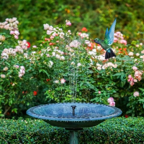 Плавающий садовый фонтан с солнечной панелью и различными насадками Solar Fountain Черный