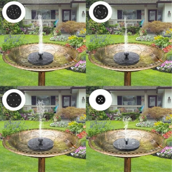 Плавающий садовый фонтан с солнечной панелью и различными насадками Solar Fountain Черный