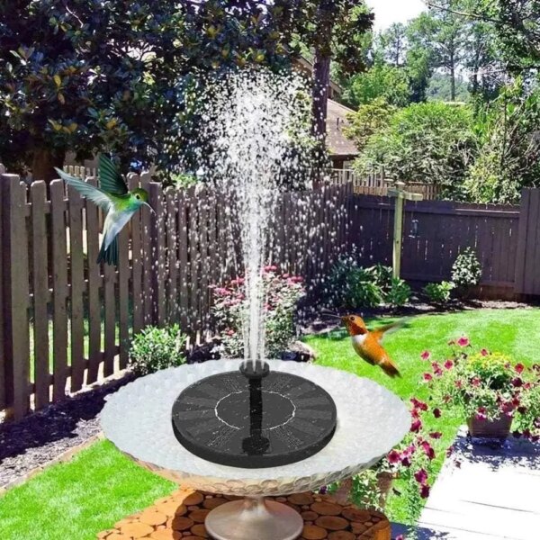 Плавающий садовый фонтан с солнечной панелью и различными насадками Solar Fountain Черный