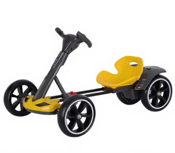 Детский складной электромобиль Go-Kart с аккумулятором и пультом электрокар Желтый