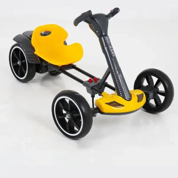 Детский складной электромобиль Go-Kart с аккумулятором и пультом электрокар Желтый