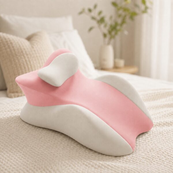 Розовая Подушка ортопедическая pillow-06 / Клинообразная подушка для сна из полиэстера / Ортопедическая подушка для поддержания те