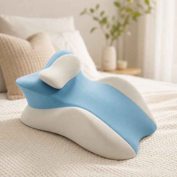 Голубая Подушка ортопедическая pillow-06 / Клинообразная подушка для сна из полиэстера / Ортопедическая подушка для поддержания те