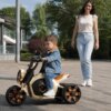 Детский электромотоцикл-трайк Бежевый / Аккумуляторный мотоцикл с LED-подсветкой