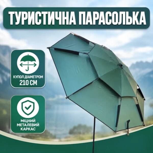 Туристический зонт 210см с чехлом Пляжный зонт восьмиугольный из износостойкой водоотталкивающей ткани
