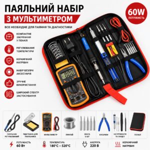 Набор паяльника с мультиметром, 19шт, 60Вт, Soldering kit / Паяльный набор / Паяльник с регулятором температуры