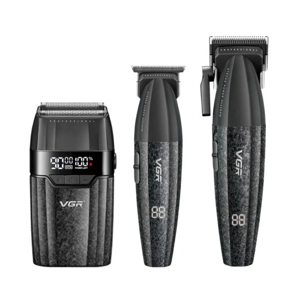 Набор для стрижки VGR 3 в 1 V-640 S3 BLACK, машинка для стрижки (clipper), триммер и электробритва (шейвер