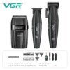 Набор для стрижки VGR 3 в 1 V-640 S3 BLACK, машинка для стрижки (clipper), триммер и электробритва (шейвер